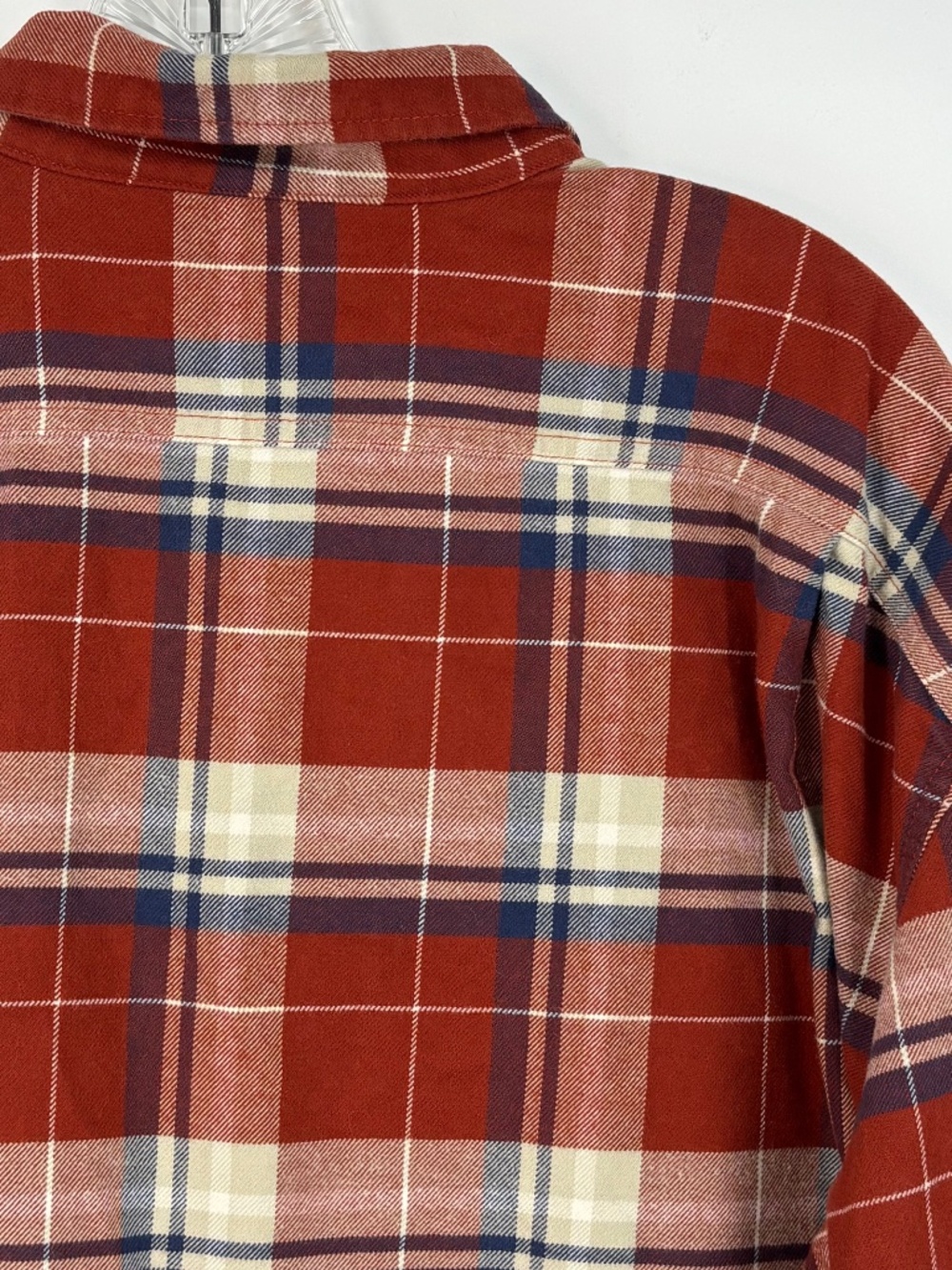 Eddie Bauer Mens 2XL TALL Button Up Shirt 100% Cotton Flannel Rust Blue Plaid - Picture 6 of 9